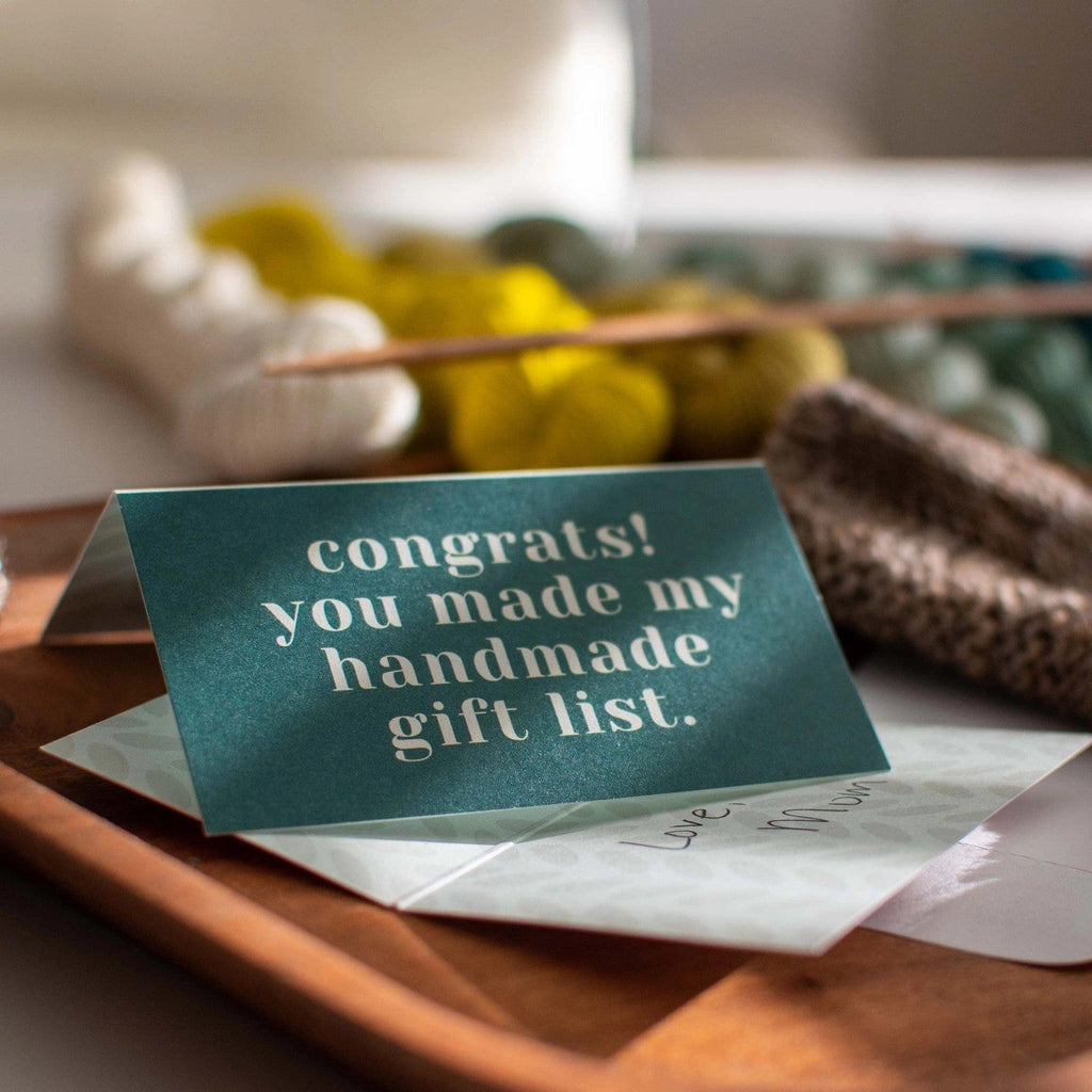 Binkwaffle Notions Care Card Set – “Congrats! You Made My Handmade Gift List.”