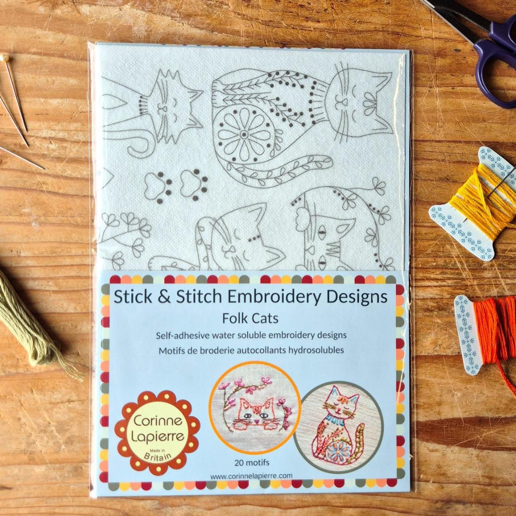 Corinne Lapierre Kit Folk Cat Stick & Stitch Embroidery