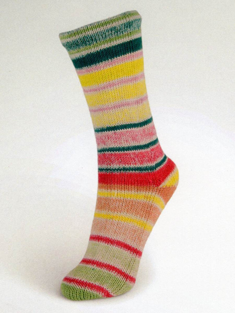 Laines du Nord Yarn #11 - teal. yellow. pink. khaki Summer Sock