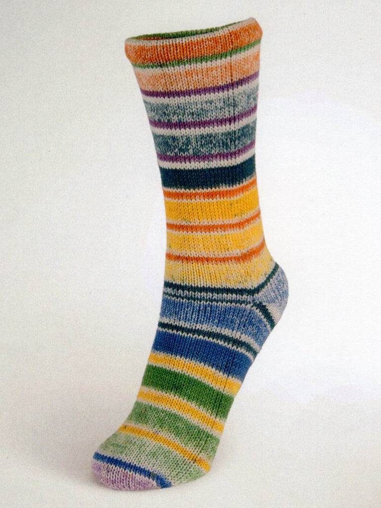 Laines du Nord Yarn #13 - orange. teal. ochre. blue Summer Sock