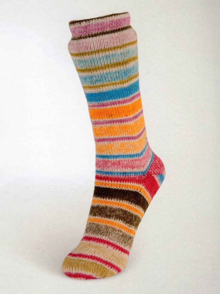 Laines du Nord Yarn #14 - pink. aqua. orange. taupe Summer Sock