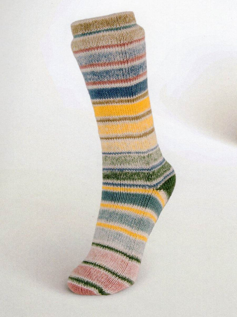 Laines du Nord Yarn #15 - blue. ochre. green. pink Summer Sock