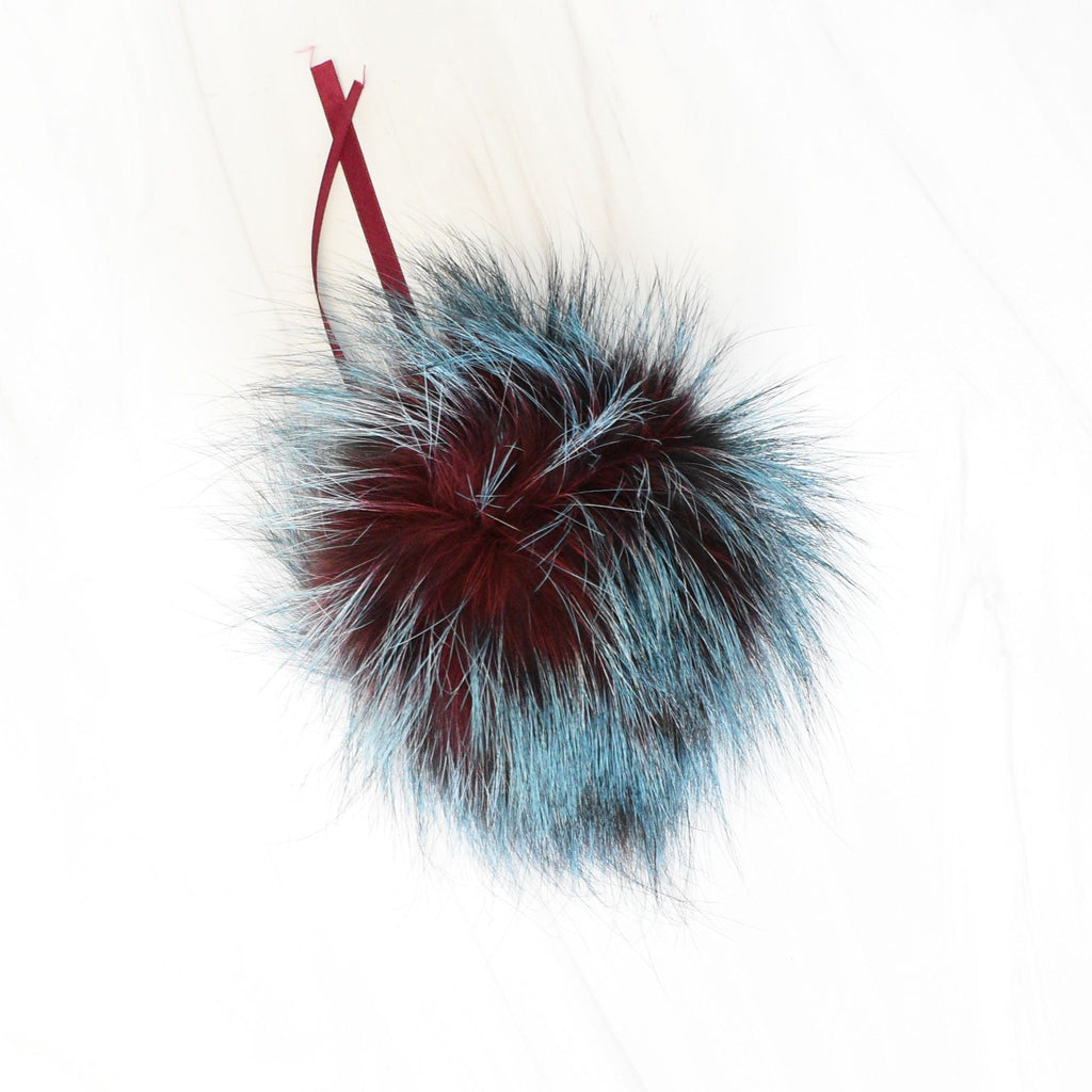 Schildkraut Fur Co. Tools & Gifts Dyed Lagoon on White Finn Raccoon Fur Pompoms by Schildkraut