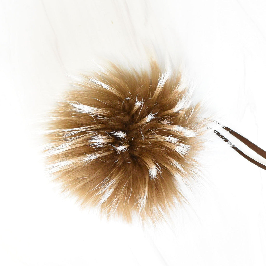 Schildkraut Fur Co. Tools & Gifts Dyed Mushroom on White Finn Raccoon Fur Pompoms by Schildkraut