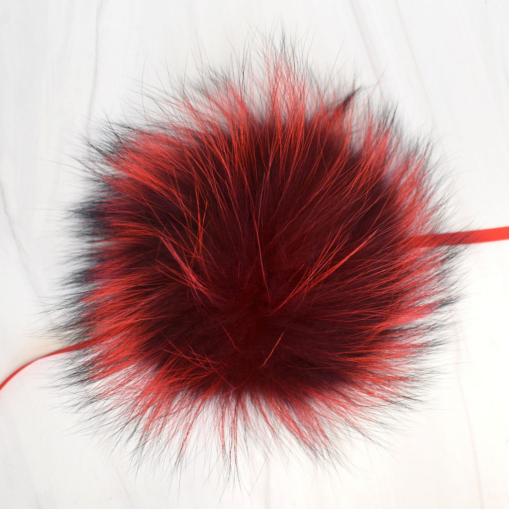 Schildkraut Fur Co. Tools & Gifts Dyed Scarlet Fox Fur Pompoms by Schildkraut