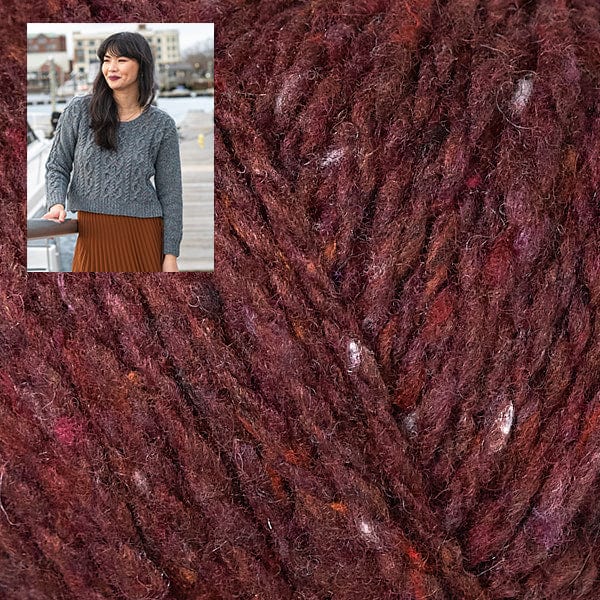 Berroco Kit 111160 Sangria / Size 1: Finished Bust 38.5" Arbus Cabled Pullover Sweater Kit (finished bust sizing 38.5"-57.5)