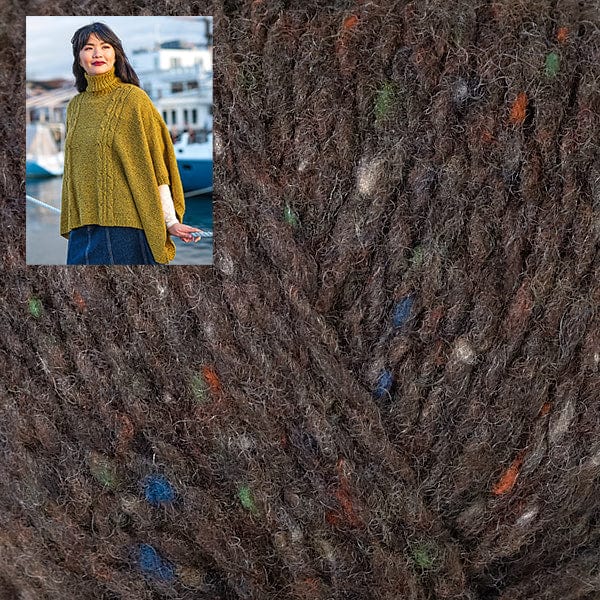 Berroco Kit 111168 Umber / Size 1: Finished width 36.75" Burwell Cabled Poncho Kit