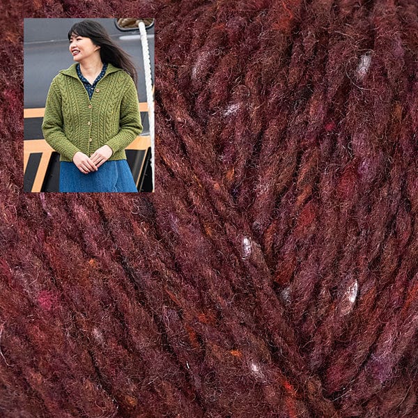 Berroco Kit 111160 Sangria / Size 1: Finished bust 38" Graves Cabled Cardigan Kit (Finished Bust 38" - 54")