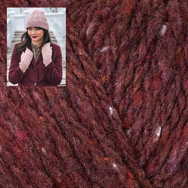 Berroco Kit 111160 Sangria Hudson Hat & Mitt Ensemble Kit