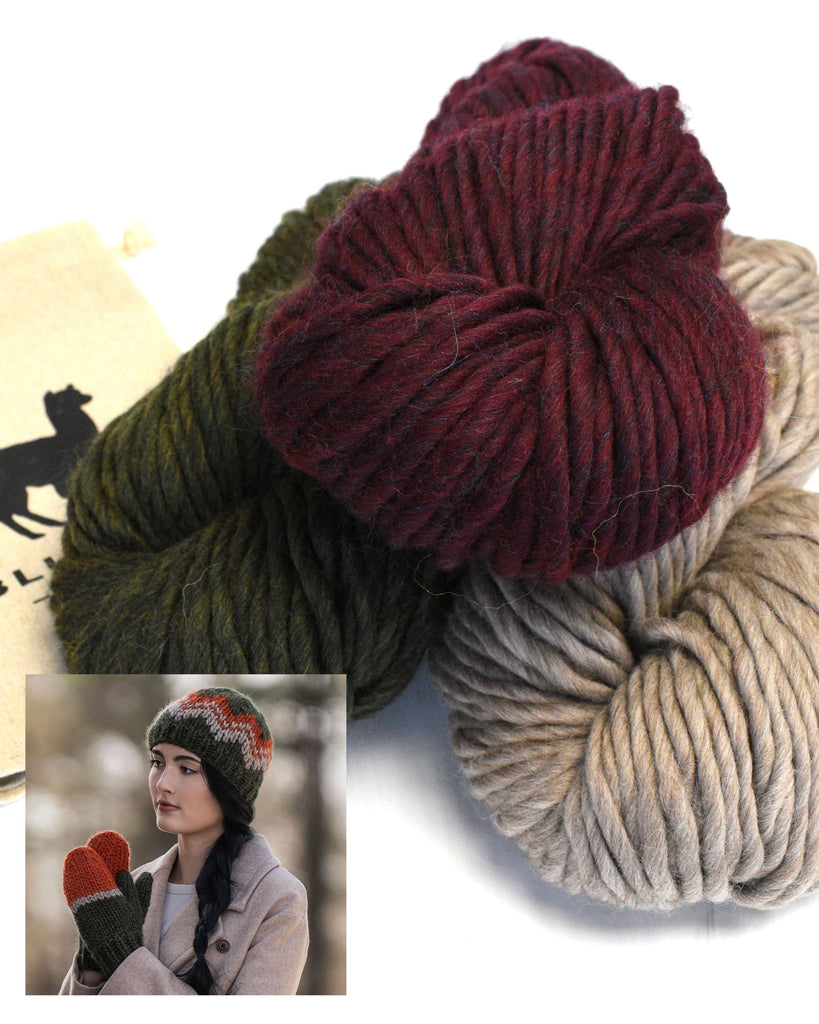 Blue Sky Fibers Kit The Grand Portage hat & Mitten Kit - Deep Velvet Colorway