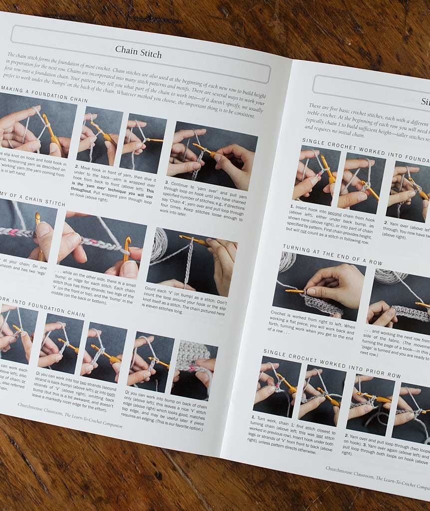 Churchmouse Yarns Patterns Learn to Crochet Classroom by Churchmouse