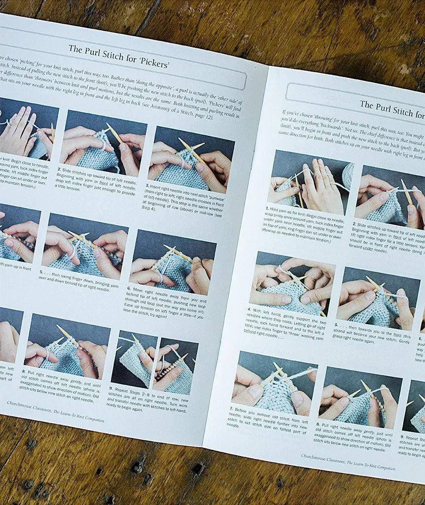 Churchmouse Yarns Patterns Learn to Knit Classroom by Churchmouse