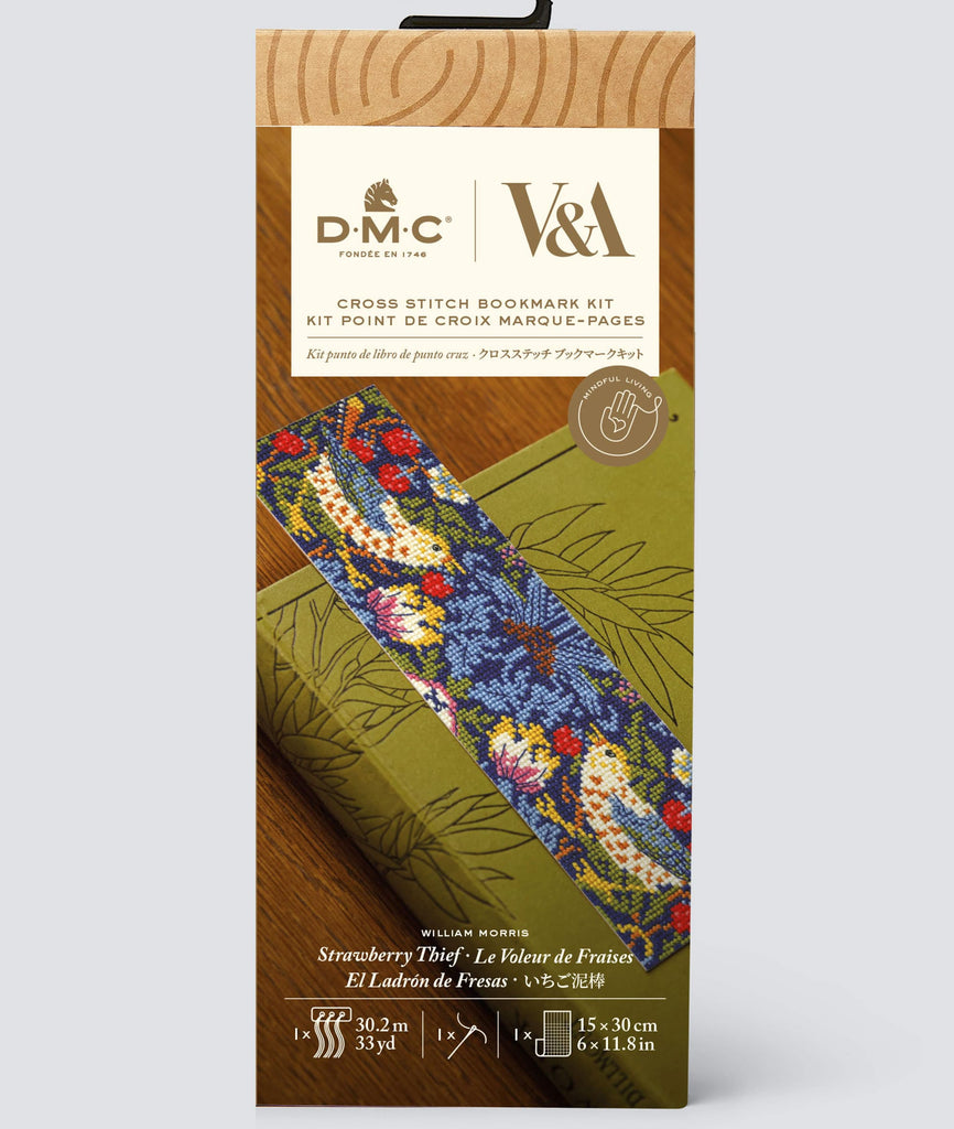 DMC Kit Strawberry Thief Cross Stitch Bookmark Kit