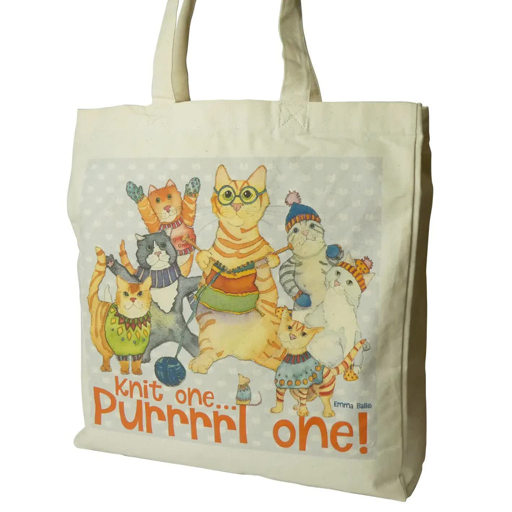 Emma Ball Co. Tools & Gifts Knit One, Purrl One Canvas Tote