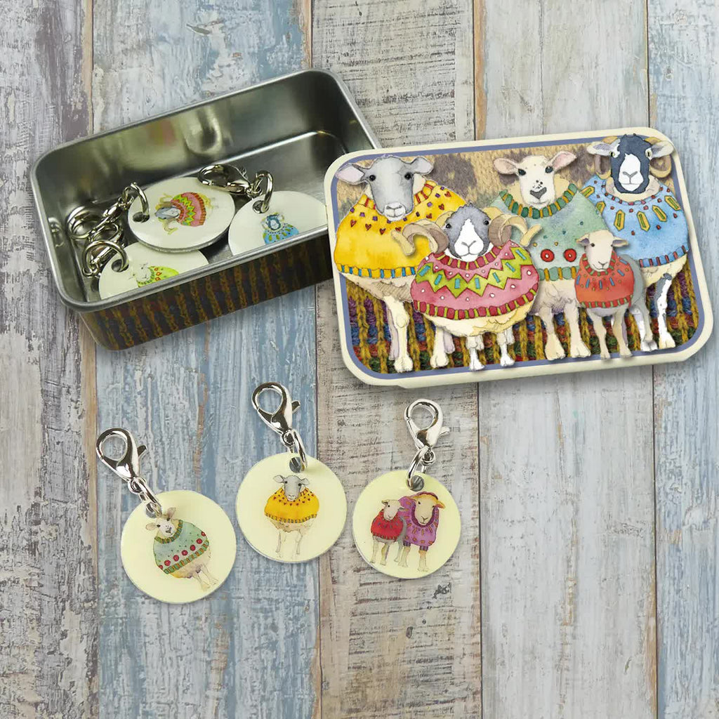 Emma Ball Co. Tools & Gifts Sheep in Sweaters Crochet Stitch Markers in a Tin