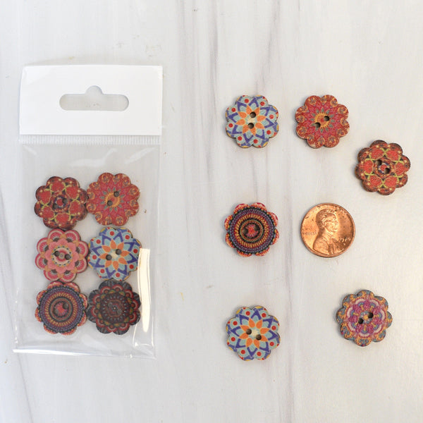 Ewe-nique Knits Buttons Scalloped Edge Wooden Button 3/4"
