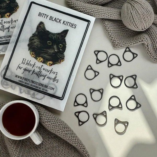 Firefly Notes Notions Bitty Black Kitties Stitch Markers
