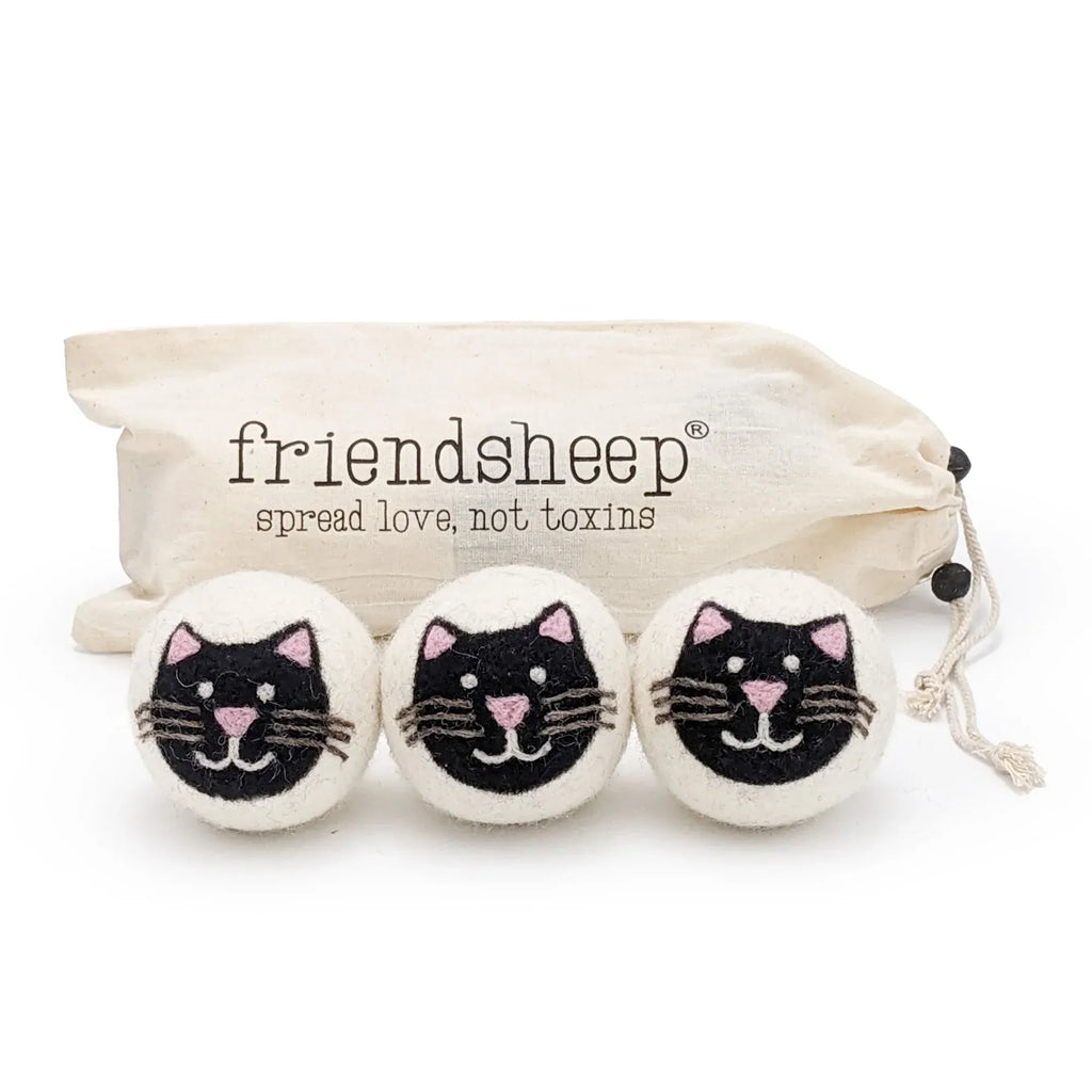 Friendsheep Tools & Gifts Black Cat Dryer Ball - set of 3