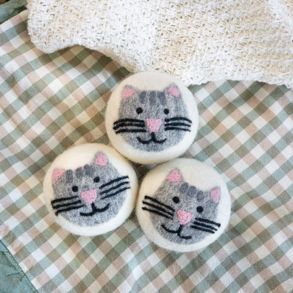 Friendsheep Tools & Gifts Grey Tabby Cat Dryer Ball - set of 3