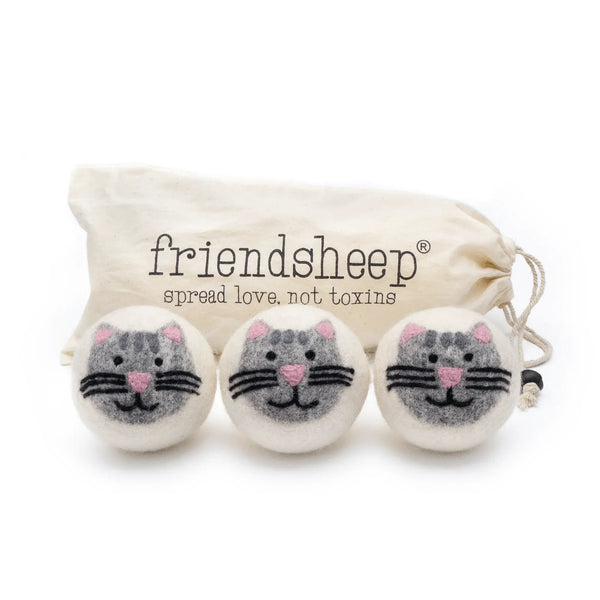 Friendsheep Tools & Gifts Grey Tabby Cat Dryer Ball - set of 3