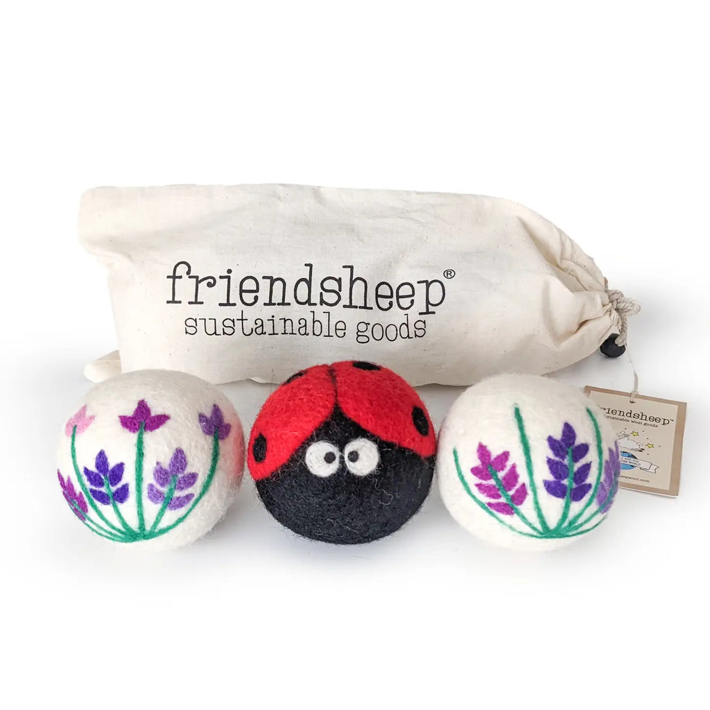 Friendsheep Tools & Gifts Ladybug Lavender Fields Dryer Ball - set of 3