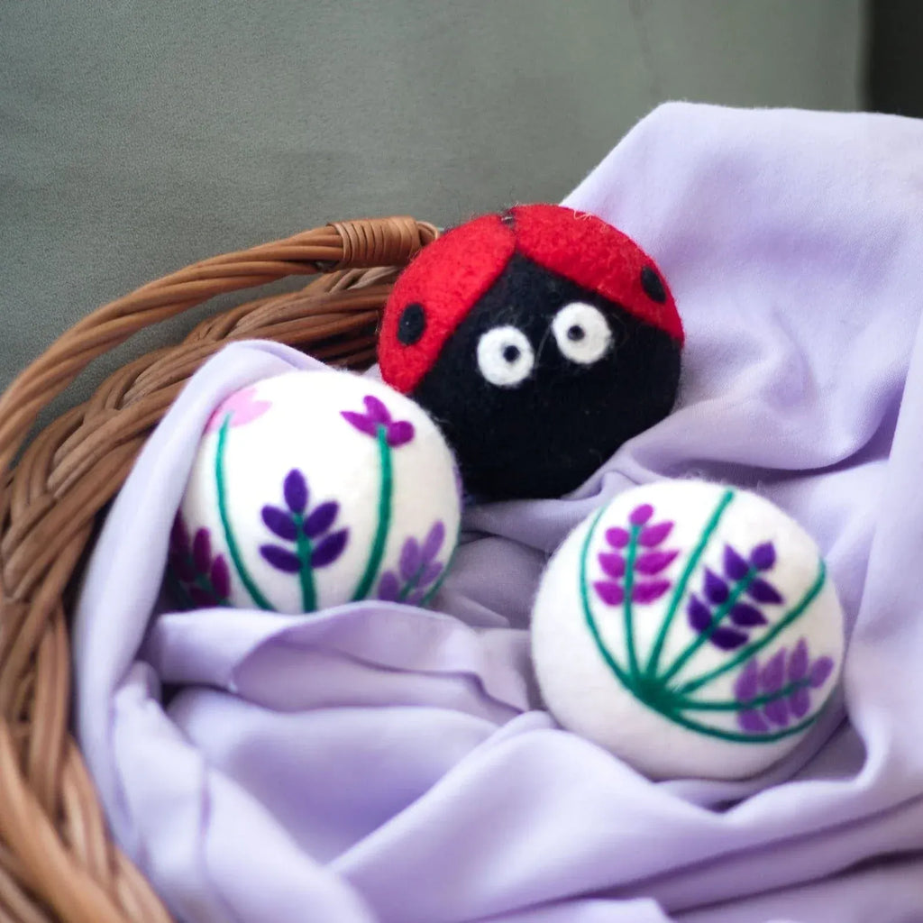 Friendsheep Tools & Gifts Ladybug Lavender Fields Dryer Ball - set of 3