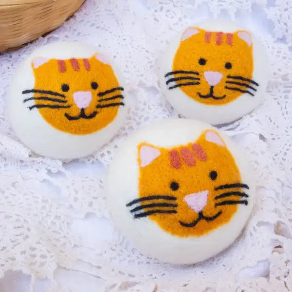 Friendsheep Tools & Gifts Orange Wool Cat Dryer Ball - set of 3