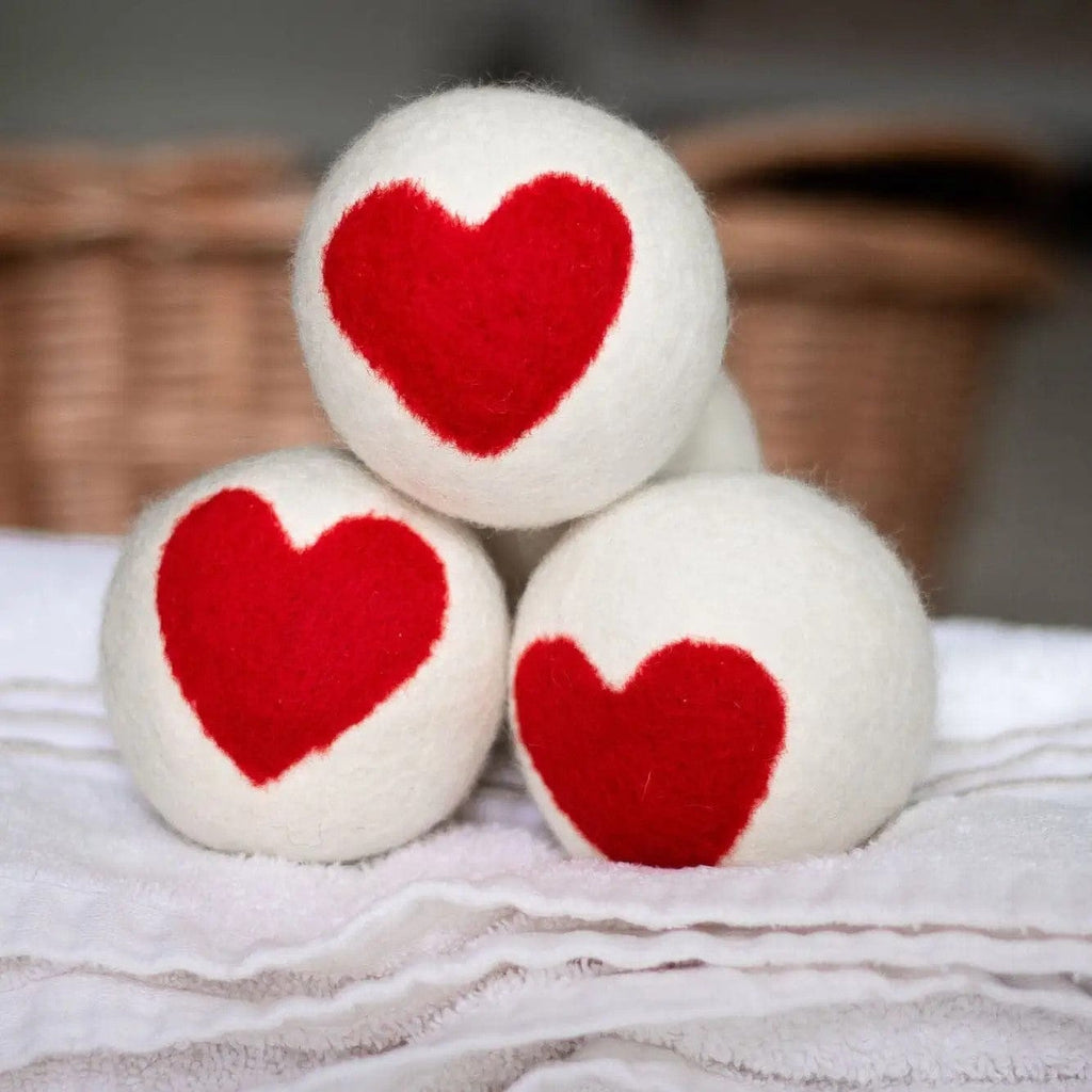 Friendsheep Tools & Gifts Red Heart Trio Dryer Ball - set of 3