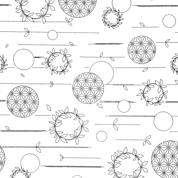 HM Textiles Stitching HM-28 Sashiko Panel Circles & Wreathes