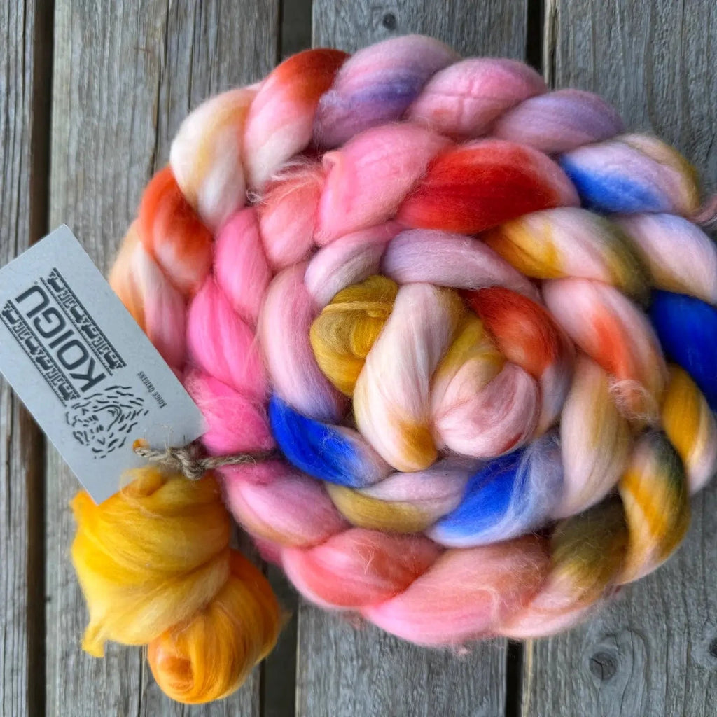 Koigu Wool Designs Fiber 035 Melons & Gold Koigu Merino Braid Roving
