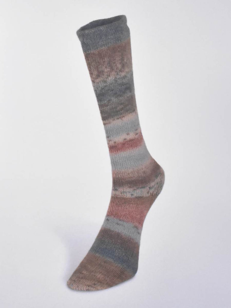 Laines du Nord Yarn 02 - denim. brown. olive. aqua Carnival Sock