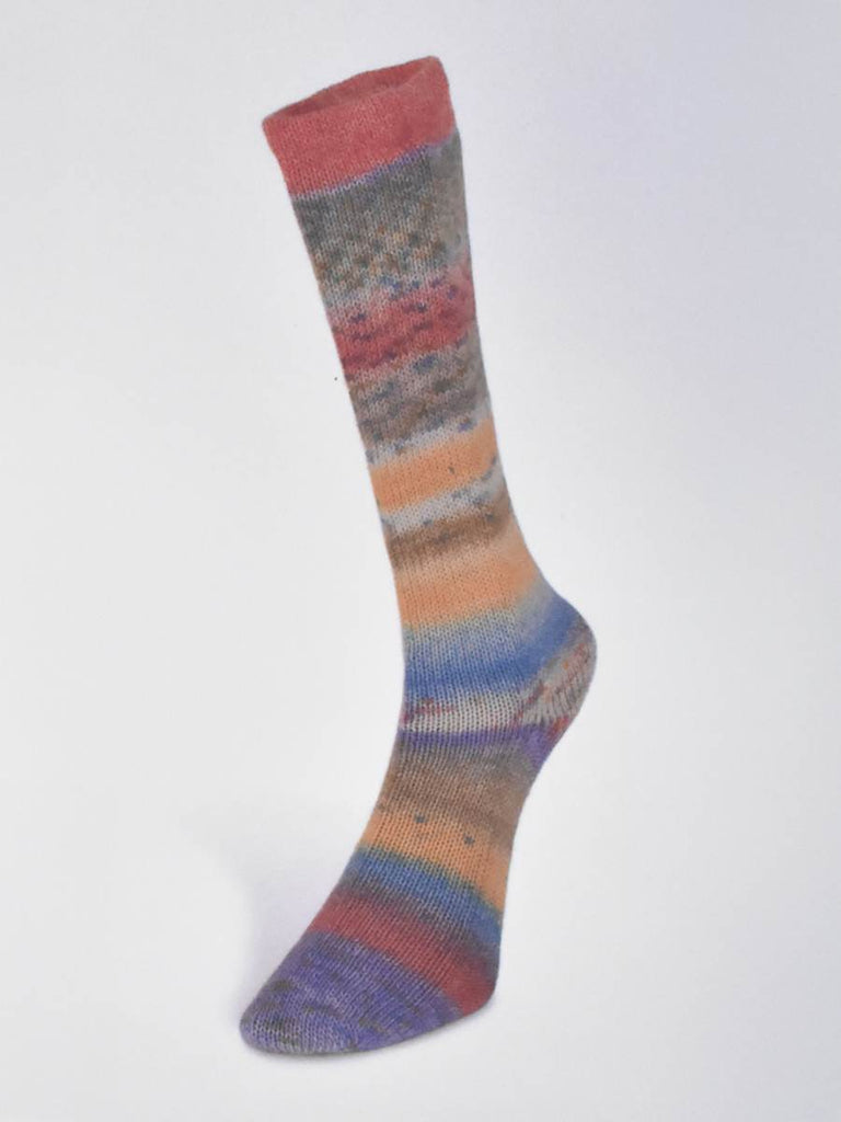 Laines du Nord Yarn 06 - orange. khaki. mustard. turquoise Carnival Sock