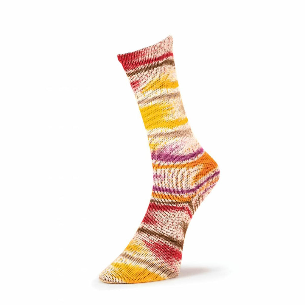 Laines du Nord Yarn #120 Red. Yellow. Orange. Khaki Summer Sock Fancy