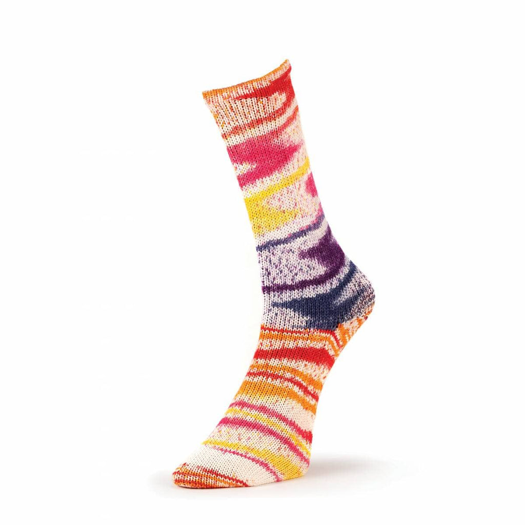 Laines du Nord Yarn #140 Red. Yellow. Grey. Orange Summer Sock Fancy
