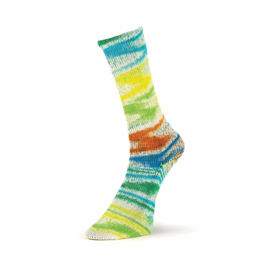 Laines du Nord Yarn #150 Azure. Yellow. Celery. Rust Summer Sock Fancy