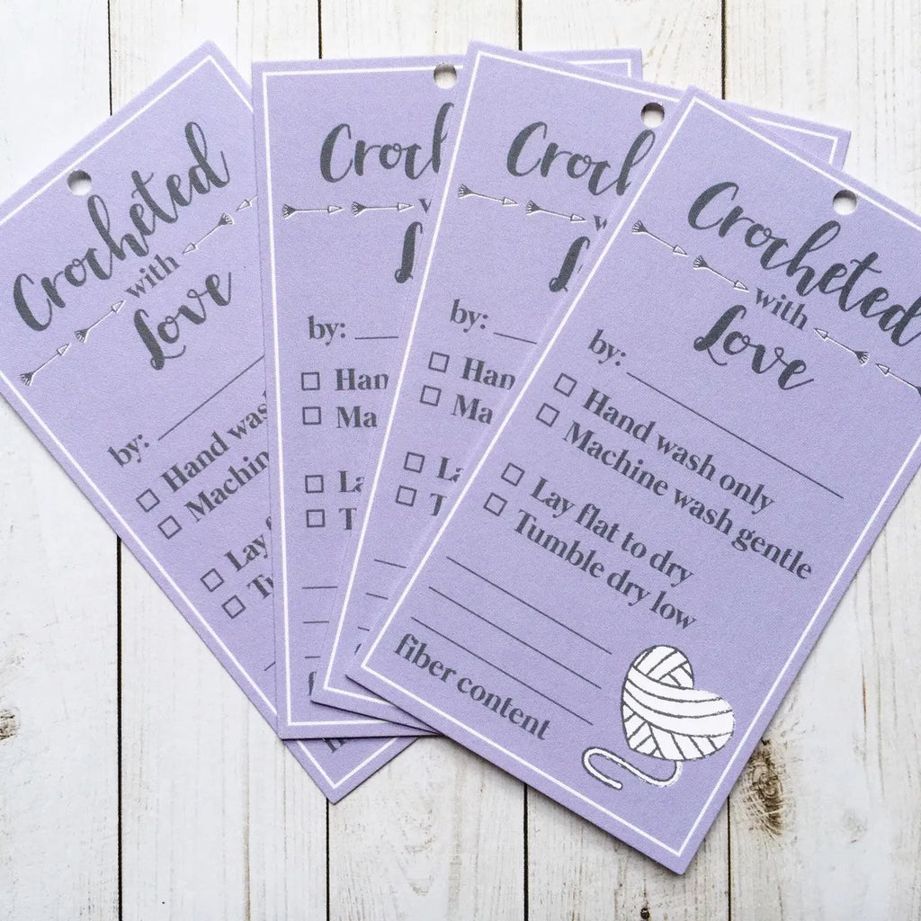 Laura Hand Knits Notions Crocheted with Love Care Tags