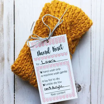 Laura Hand Knits Notions Hand Knit Stst Care Tags