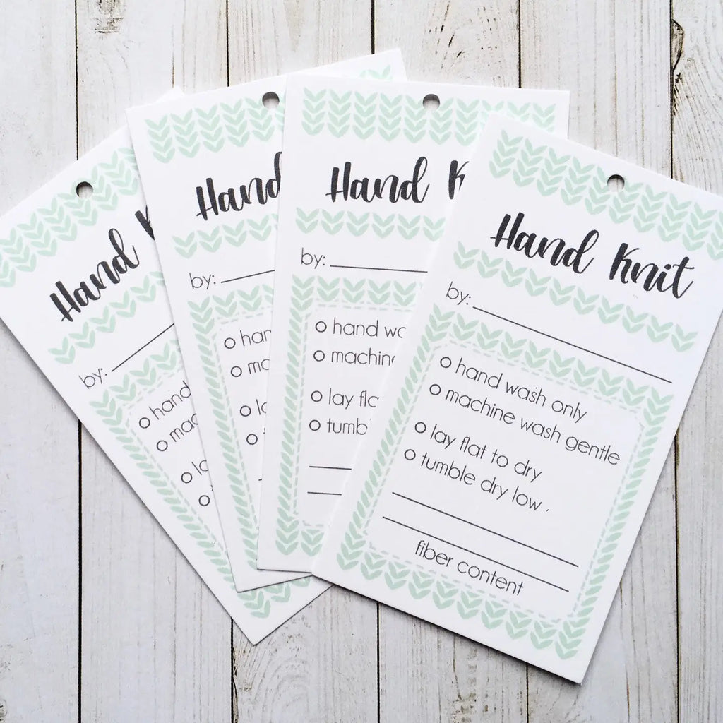 Laura Hand Knits Notions Hand Knit Stst Care Tags