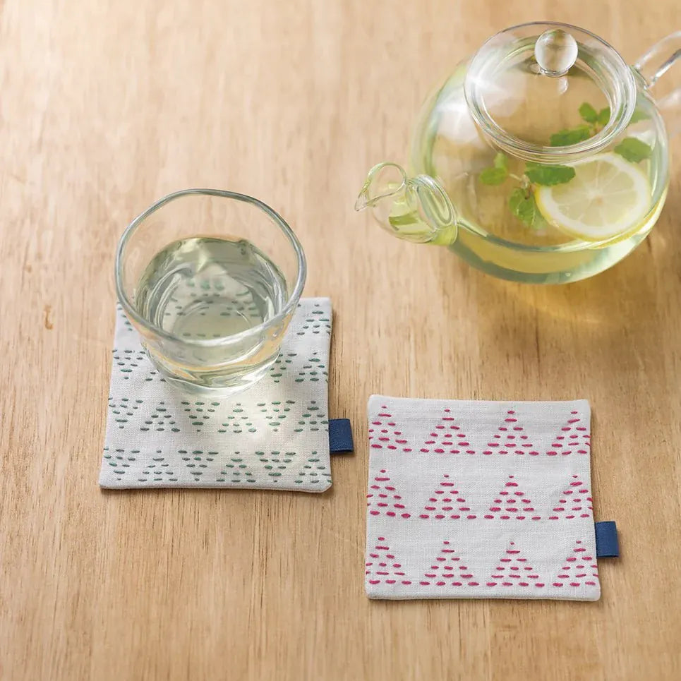 Lecien Stitching Hidamari Pale Gray Coaster Kit