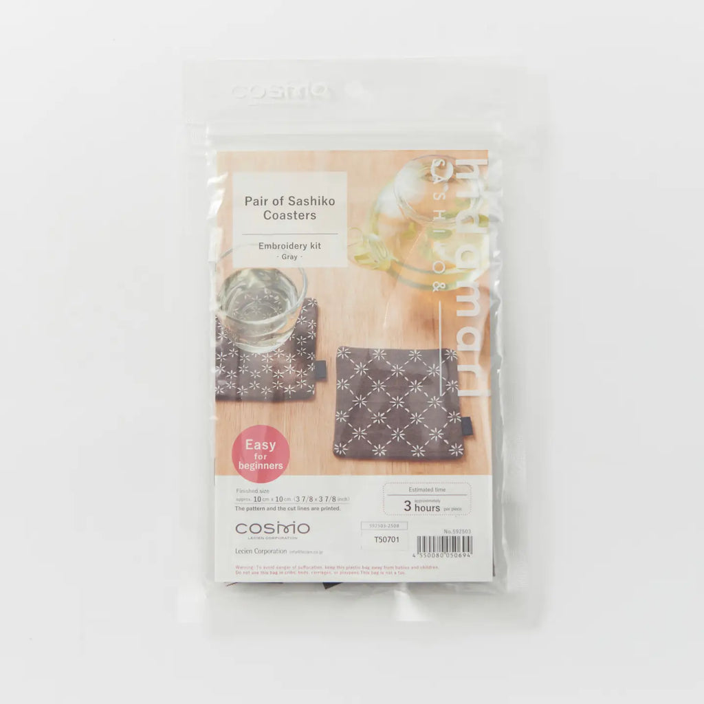 Lecien Stitching Hidamari Plum Gray Coaster Kit