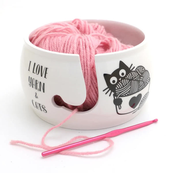 Lenny Mudd Ceramic Yarn Bowl - I LOVE Cats