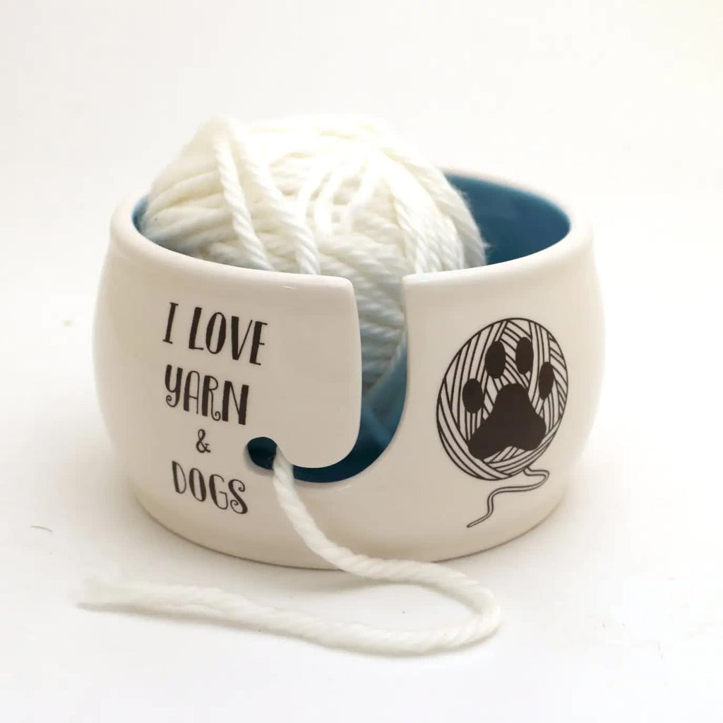 Lenny Mudd Ceramic Yarn Bowl - I LOVE Dogs