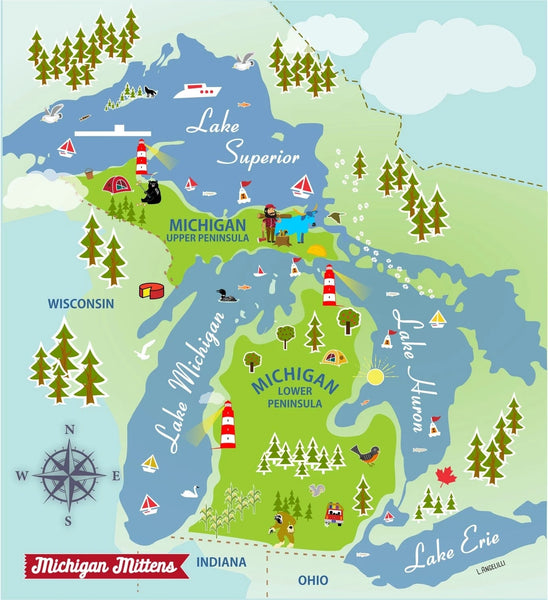 Michigan Mittens Tools & Gifts Maps & Lakes Michigan Swedish Dishcloths
