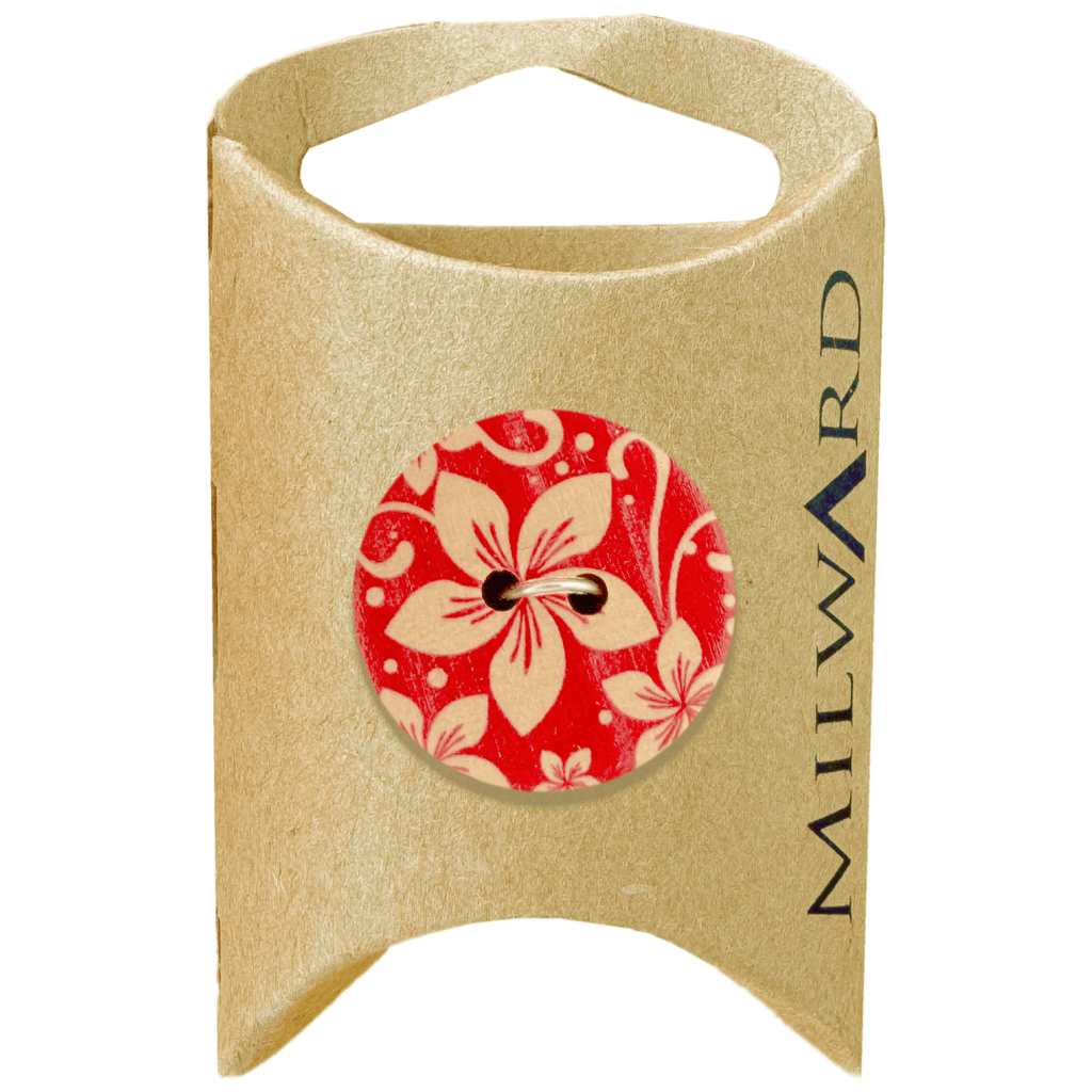 Milward Buttons Wooden Flower Print 25mm Button MGB417