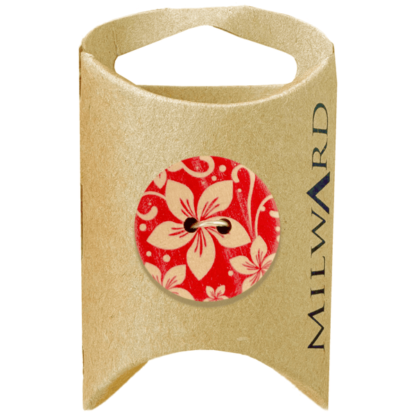 Milward Buttons Wooden Flower Print 25mm Button MGB417