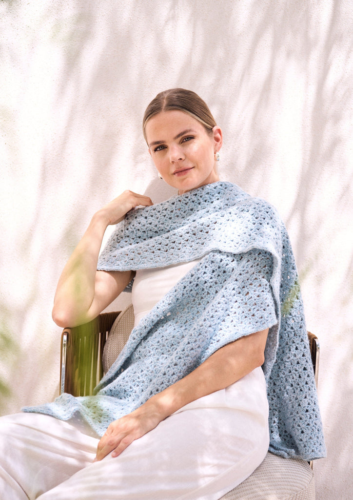 MODE at Rowan Kit Annelise Crochet Wrap (colorway: Peony & Crepe)