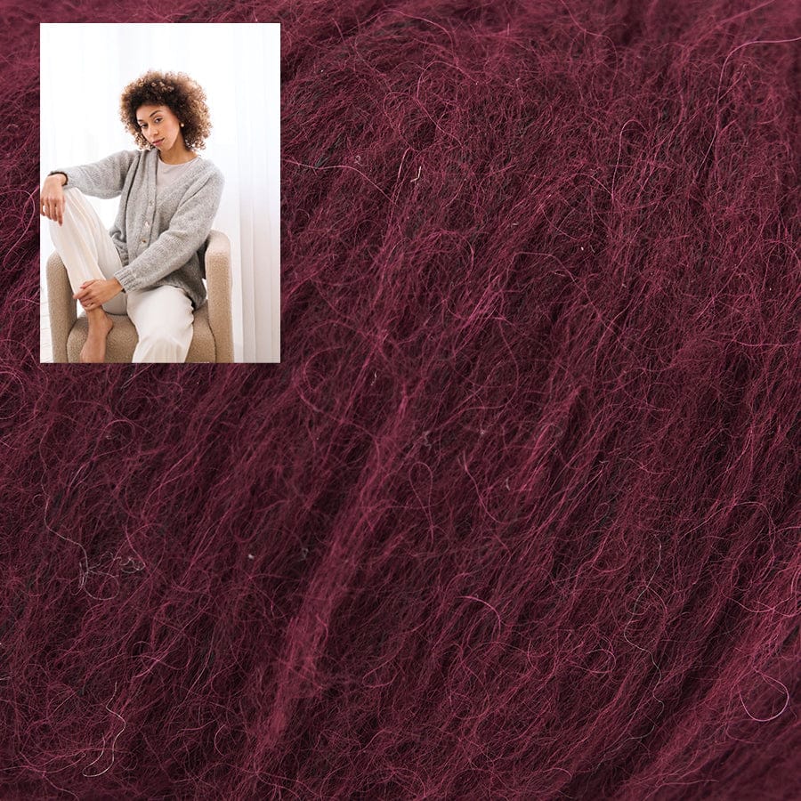 MODE at Rowan Kit 020 Cranberry / Size 1/2: Finished Bust 37.5"/43" FRITTON Cardigan Kit