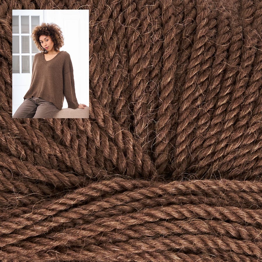 MODE at Rowan Kit 016 Walnut / Size 1: to fit 28"-30" HEACHAM V-neck Sweater Kit in Alpaca Wool