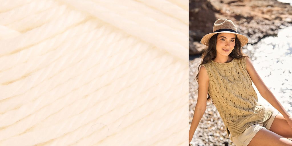 MODE at Rowan Kit 011 Macaroon / To fit Bust 28-34" Sandlily Summer Top Yarn Kit