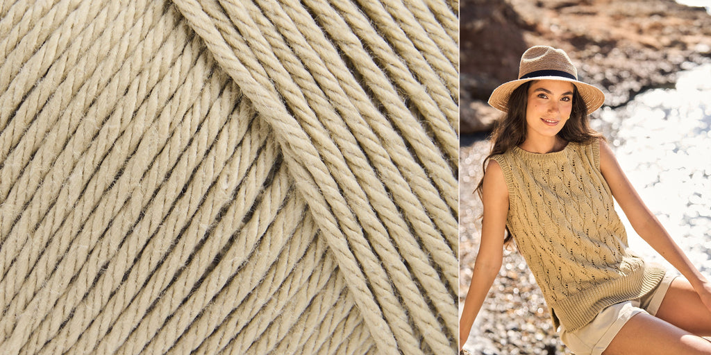 MODE at Rowan Kit 021 Taupe / To fit Bust 28-34" Sandlily Summer Top Yarn Kit